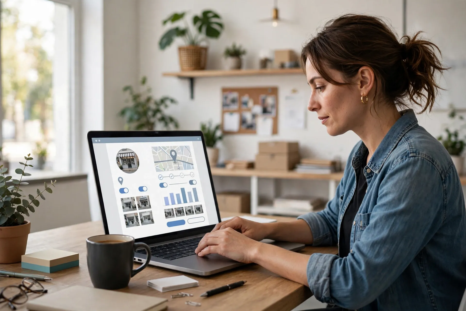 Free business listing sites profile setup on a laptop